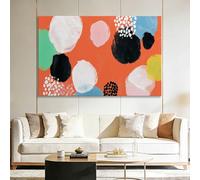 Extra Large Framed Canvas Wall Art, Pop Art Graffiti Abstract Color Blocks Colorful Spots Pictures for Lounge Living Room Walls, Special Occasions - 120x80 cm
