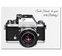 Extra Large Friend 60th Birthday Card - XL Big thick A4 size - Special Age Year - Photography Camera Photographer - Creative Greeting - Huge Happy Wishes - Stunning Vector Art - UK Eco-Friendly