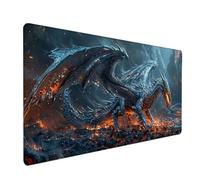 Extra Large Gaming Mouse Mat 700x300x3mm Oversize - XXL Mouse Pad with motif - Desk Pad XXXL Extended - For Precision and Speed - Non-Slip Rubber Base - For Mouse and Keyboard Lava dragon V - 4