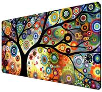 Extra Large Gaming Mouse Pad, Abstract Tree of Life Art Extended Desk Mat, Non-Slip Rubber Base, Stitched Edges, Large Keyboard Mousepad for Office Home, 31.5" × 15.7"