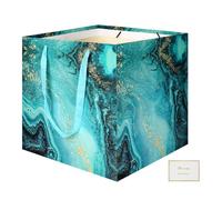 Extra Large Gift Bag, 11.8" Square Reusable Marble Big Paper Bag with Handle Square Giant Gift Bag for Wedding Birthday Party Presents Gift Green