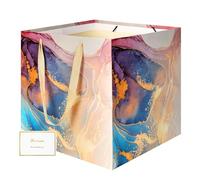 Extra Large Gift Bag, 11.8" Square Reusable Marble Big Paper Bag with Handle Square Giant Gift Bag for Wedding Birthday Party Presents Gift Colorful