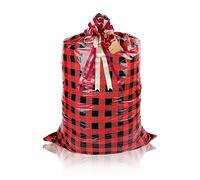 Extra Large Gift Bags, 56× 36 inches Red Plaid Gift Bags Jumbo Plastic Gift Bag with Pull Bows for Birthday Christmas Baby Shower(Wine Red Plaid)