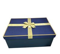 Extra Large Gift Box with Lid Ribbon (Medium: 42cm x 27.5cm x 17.5cmD) for Large Presents Packaging, 1Pcs Premium Presentation Box with Ribbon for Birthday/Christmas/Wedding(Blue)