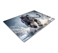 Extra Large Glass Chopping Board | Glass Worktop Savers for Kitchen | Glass Cutting Board | Black Panther Water Jungle Realistic Big Cat Nature Wildlife