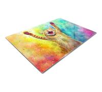 Extra Large Glass Chopping Board | Glass Worktop Savers for Kitchen | Glass Cutting Board | Yellow Orange Blue Pink Red Multicolour Cat Pet Tabby Ginger Abstract Party