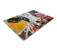 Extra Large Glass Chopping Board | Glass Worktop Savers for Kitchen | Glass Cutting Board | Yellow Pink Black White Cow Yellow Background Graffiti Abstract Modern Pop Art