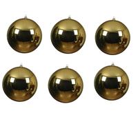 Extra LARGE Gold Baubles 14cm Shatterproof Christmas Tree Hanger Decorations x 6