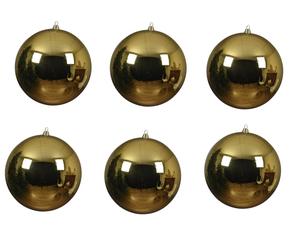 Extra LARGE Gold Baubles 14cm Shatterproof Christmas Tree Hanger Decorations x 6