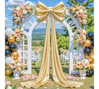 Extra Large Gold Bow Decorations 47 * 23 Inch Giant Gold Satin Bow Tie with Tie and Long Ribbon Tails for Wedding Valentines Party Backdrop Coquette Room Wall Decoration