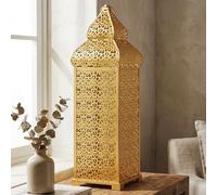 Extra Large Golden Temple Moroccan Lantern Lamp Decorative Candle Holders for Ramadan Decorations, Hanging, Outdoor Patio or Porch, Indoor Home Decor, Gold