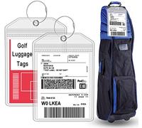 Extra Large Golf Luggage Tag 9" x 6 ", Shipping Label Holder for Golf Bag- Plastic Waterproof Zipper Pouch - PVC Luggage Tag Holders for Ship Sticks 2 Packs