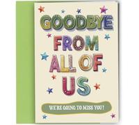 Extra Large Goodbye Work Leaving Card with Colourful Design for Colleagues, Size 308 x 217mm when Folded, Blank Inside, 400gsm Cardstock #1828