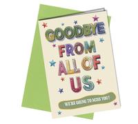 Extra Large Goodbye Work Leaving Card with Colourful Design, Size 308 x 217mm when folded, Blank Inside, 400gsm Cardstock #1828