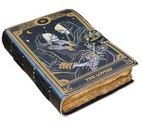Extra Large Gothic Grimoire Journal - Vintage LOVE Tarot Gifts And Wiccan Gifts, Spooky Gifts And Witchy Journal For Men And Women, Leather-Bound Reading Journals (7X5)