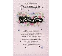 Extra Large Granddaughter Birthday Card, 12 x 8 Inches, 8 Page Insert