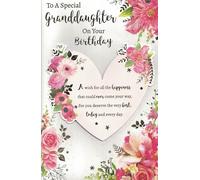 Extra large granddaughter birthday card. 8 page insert. Love heart. 12 x 7.5 inches. OE.
