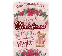 Extra Large Granddaughter Christmas Card, Cute Xmas Design, 8 Page Insert, 30.48 x 20.32 cm