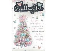 Extra Large Granddaughter Christmas Card, Traditional Xmas Tree Design, 8 Page Insert, 30.48 x 20.32 cm