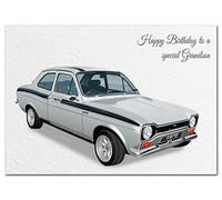 Extra Large Grandson Birthday Card - XL Big thick A4 size - Special Traditional Bday Greeting Men Him - Unusual Cool Art Classic Mexico Escort Car - Huge Happy Wishes - UK Eco-Friendly