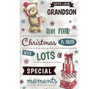 Extra large grandson christmas card. Traditional festive xmas design. 8 Page insert. 12 x 7.5 inches. OE.