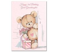 Extra Large Great-Granddaughter 3rd Birthday Card - 3 year old - XL Big A4 thick size - Age Three - CuteFunny Teddy Bear Car Gift Door Cool Art - Huge Happy Wishes - UK Eco-Friendly