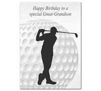 Extra Large Great-Grandson Birthday Card - XL Big thick A4 size - Special Traditional Bday Greeting Men Him - Unusual Cool Golf Sports Golfing Golfer Art - Huge Happy Wishes - UK Eco-Friendly