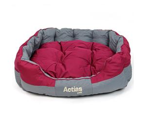 Extra Large Grey/Burgundy Waterproof Round Dog Bed