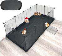 Extra Large Guinea Pig Enclosure Hamsters Critters Turtles Habitat Adjustable Shape Easy to Setup Bunny Puppy Play Ground Center Divider Access Door Mouse Mice Playpen Waterproof Bottom Canvas