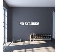 Extra Large Gym Wall Decal | No Excuses Inspirational Wall Sticker Quote | 4 Feet Long | Huge Art Decoration | Big Vinyl Lettering Motivation for The Home Gym | Workout Fitness Exercise Sign (White)