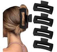 Extra Large Hair Claws 5 Inch Black Jumbo Hair Clips for Thick Hair Strong Hold Oversized Square Hair Clips for Women Long Curly Hair 4 Pack