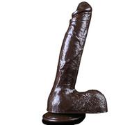 Extra Large Handheld Realistic Dildo for Couples, Thick 1.97in Dia Flexible PVC Penis Toy, 10.43in Total 7.68in Insertable, Dark Coffee & Flesh, Discreet (Black Coffee)