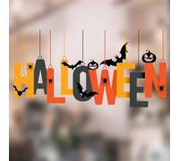 Extra Large Hanging Halloween Window Stickers Large with Spiders Bats Pumpkins - Halloween Window Decorations - Halloween Window Clings