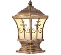 Extra Large Hardwired Outdoor Post Lights - Antique Black Lanterns & Farmhouse Brown Pillar Cap Light Fixture for Patio Porch Pathway Entryway & Yard Decor
