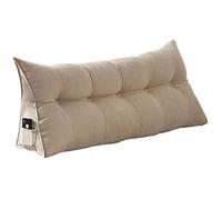 Extra Large Headboard Reading Pillow for Double Bed Triangular Bolster Pillow with Removable Velvet Cover Back Support Body Pillow 120x50x20cm Beige