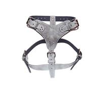 Extra Large Heavy Duty Plain Grey Leather Dog Harness Perfectly fits American Bulldog, Fully Grown Staffordshire, Rottweiler, Cane Corso and more