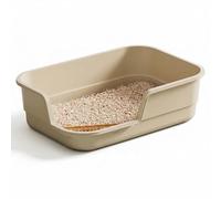 Extra Large High Sided Cat Litter Box, 19.3 Inch Semi Enclosed Litter Pan with Low Entry, Senior Kitty Litter Box for Geriatric Cats, Durable Plastic Easy Clean Indoor Pet Potty (White)