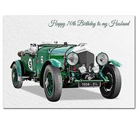 Extra Large Husband 70th Birthday Card - XL Big thick A4 size - Cool 1934 Vintage Classic Car Art - Special Age Year Traditional Greeting - Huge Happy Wishes Him Men Male - UK Eco-Friendly