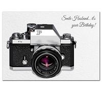 Extra Large Husband Birthday Card - XL Big thick A4 size - Photography Camera Photographer - Luxury Creative Greeting - Huge Happy Wishes - Stunning Vector Art Women Men - UK Eco-Friendly