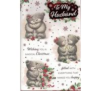 Extra large husband christmas card. Traditional xmas design with 8 page insert. 12 x 8 inches. OE.
