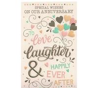 Extra large husband on our anniversary card. 8 page insert. Modern love heart design. 12 x 8 inches. OE.