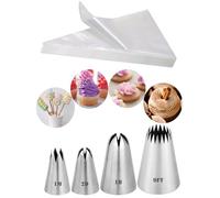 Extra Large Icing Nozzles and Piping Bags, 9FT 1B 2D 1M Piping Nozzle with Bags Disposable,Cake Cupcake Decorating Kit for Pastry