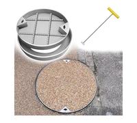 Extra Large Invisible Round Manhole Cover for Outdoor Yard Gardens, Stainless Steel Inspection Lid with Frame & Lifting Keys, Durable 860mm Sewage/Septic Tank Cover