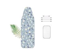 Extra Large - Ironing Board Cover "Blue Print" 2-in-1 Design - Extra Thick - Pinhole Cotton for Ultra Steam Permeability - Ironing Board Covers, with 4 Fastening Fasteners for Easy Installation