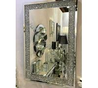 EXTRA LARGE JEWEL WALL MIRROR LOOSE DIAMANTE NEW CRYSTAL SQUARE DECOR MIRROR GIFT 104CM x 74CM