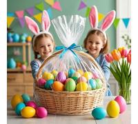 Extra Large Jumbo Shrink Wrap Bags, Extra Large Cellophane Wrap Bags For Hampers, Cellophane Bags for Gift Baskets - 80x110CM Christmas Party Easter Basket Bags