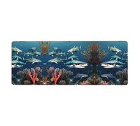 Extra Large Keyboard Mouse Pad, 12x31.5 Inch Desk Pad for Computer, Console, Office, Game, Study Sharks Under The sea Pattern