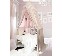 Extra Large Kids Bed Canopy with Princess Cute Dome Crib Nursery Canopy for Girls Bed Canopy for Girls Room Decor Kids Bed Tent Boys Reading Canopy Playing Hanging Canopy (Pink Beige)