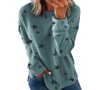 Extra Large Ladies Tops Blouses False Collar Gifts for Her Sports Yoga Autumn and Winter European and American Loose Large Size Long Sleeved T Shirt Star Print Sweater Amazon Sale Clearance