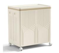 Extra Large Laundry Hamper with Lid, 40gal Clothes Hamper 2 Section, Laundry Basket with Wheels for Laundry Room, Bedroom, Hampers(White)